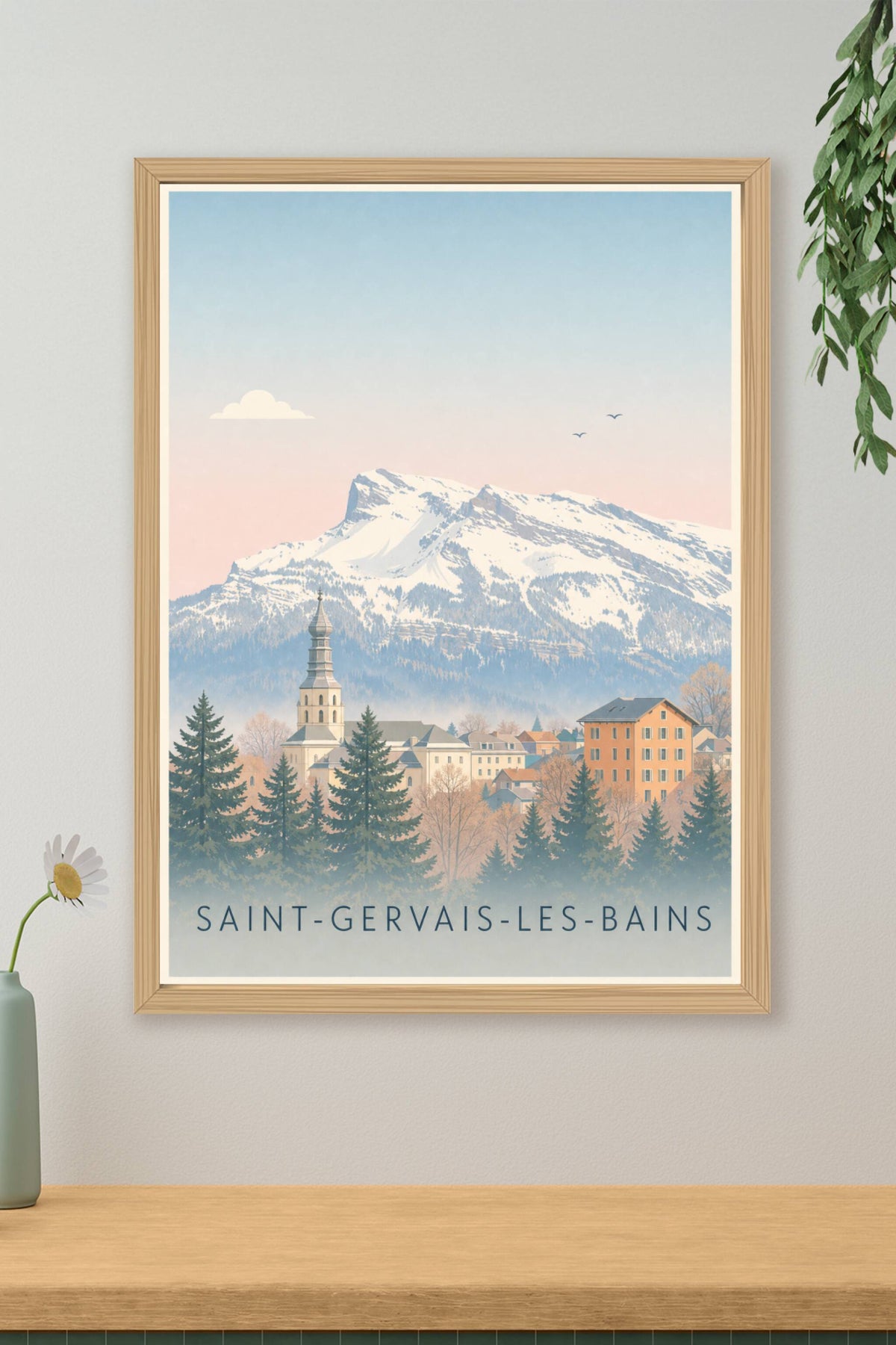 Affiche de Saint-Gervais-les-Bains, poster clocher à bulbe