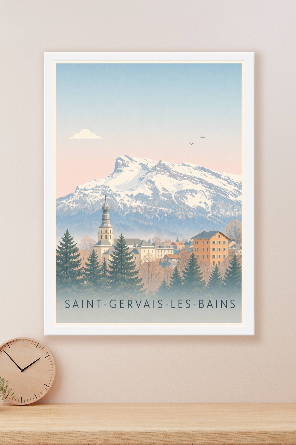 Affiche de Saint-Gervais-les-Bains, poster clocher à bulbe