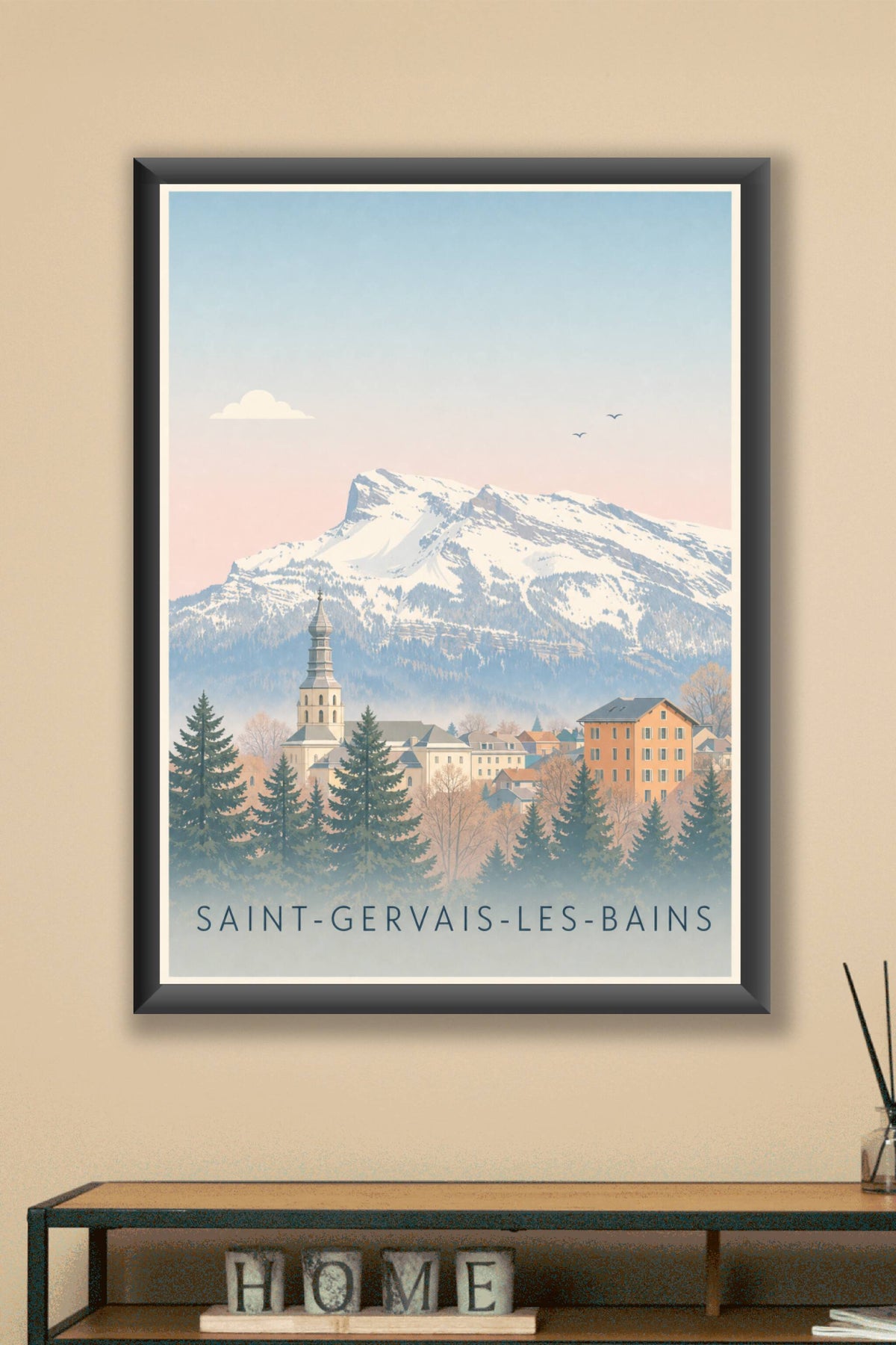 Affiche de Saint-Gervais-les-Bains, poster clocher à bulbe