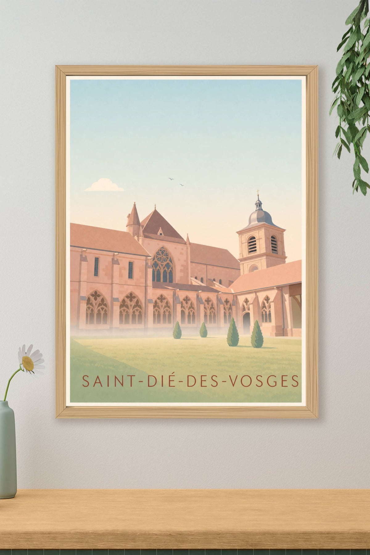 Affiche de Saint-Dié-des-Vosges, poster grès rose