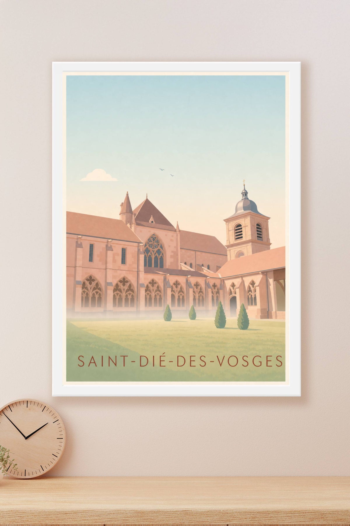 Affiche de Saint-Dié-des-Vosges, poster grès rose