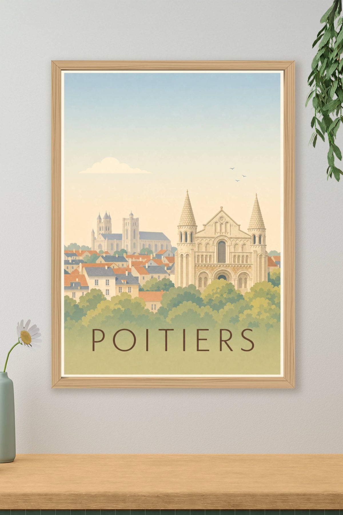 Affiche de Poitiers, poster cathédrale Saint-Pierre