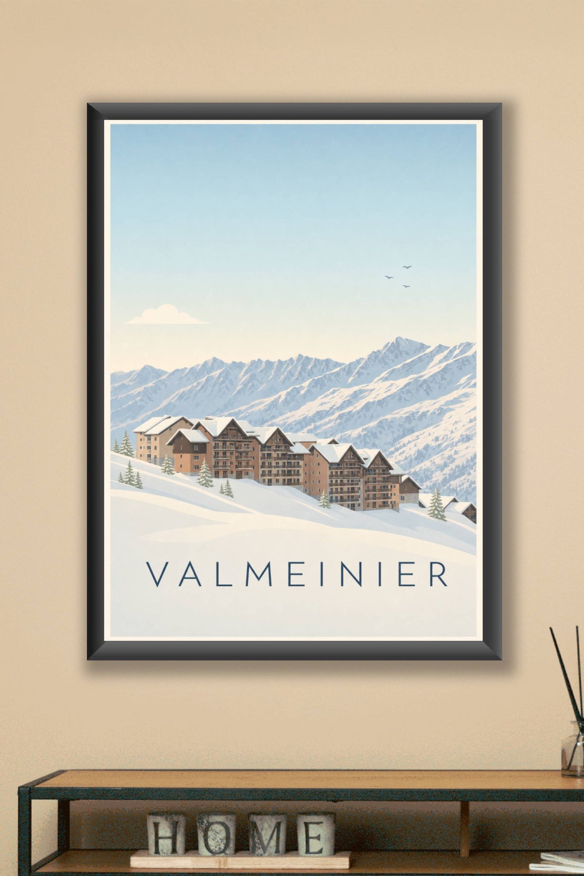 Affiche de Valmeinier, poster chalets de Savoie
