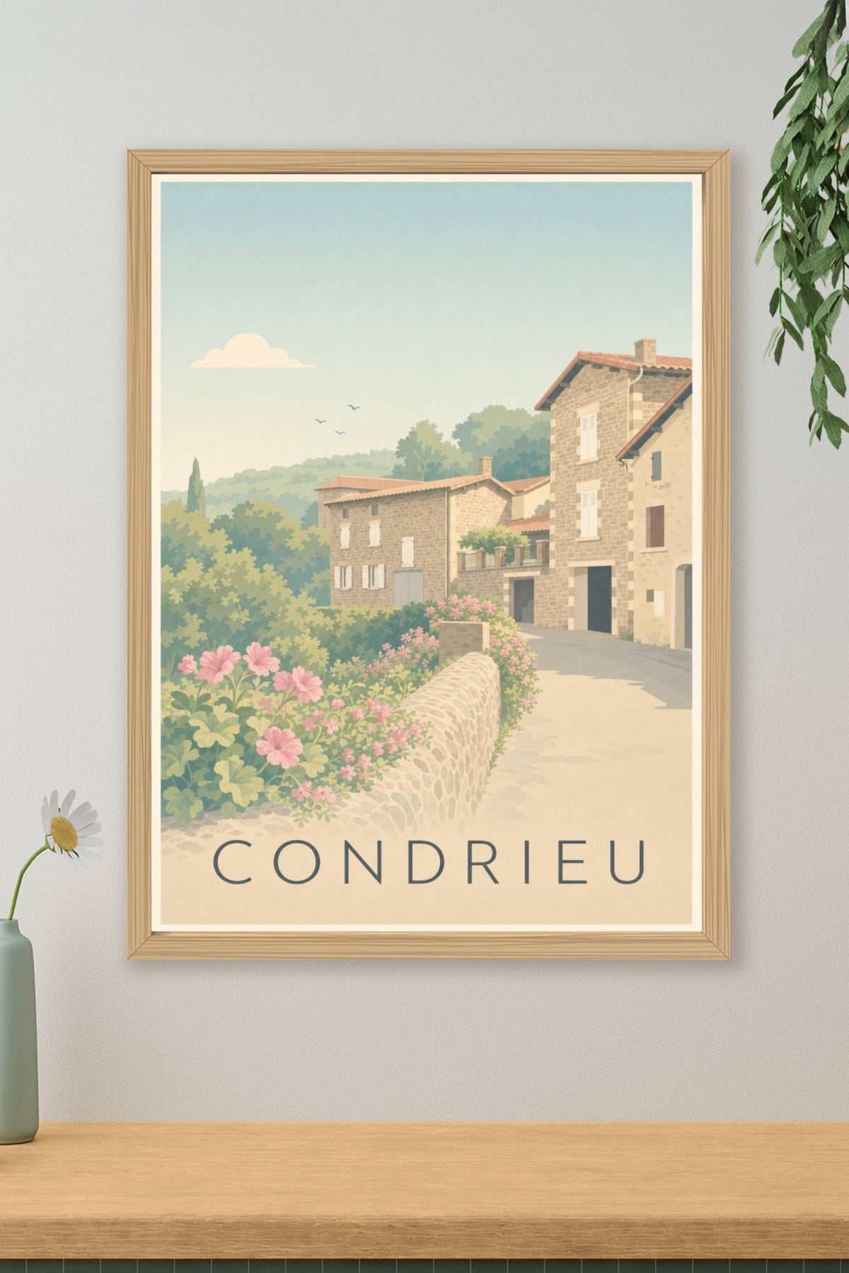 Affiche de Condrieu, poster village de la vallée du Rhône