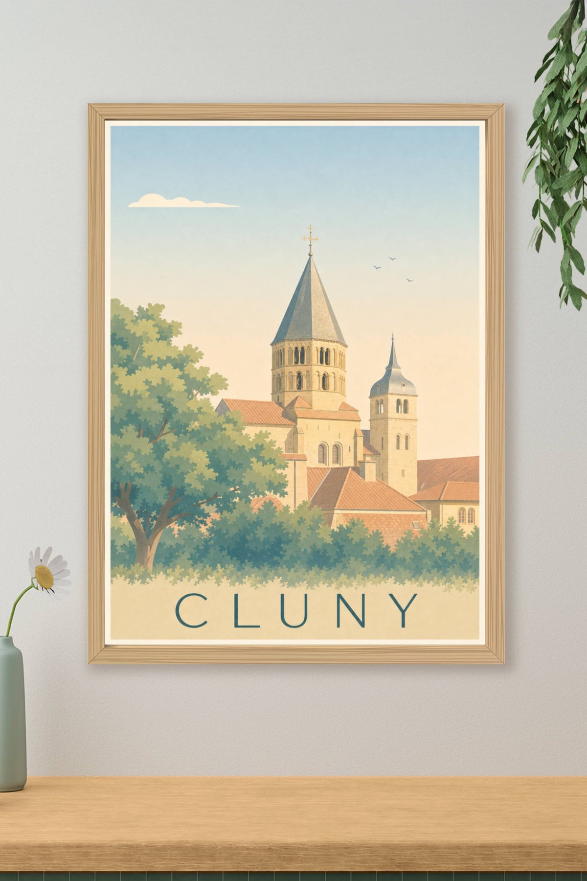 Affiche de Cluny, poster clocher de l'Abbaye