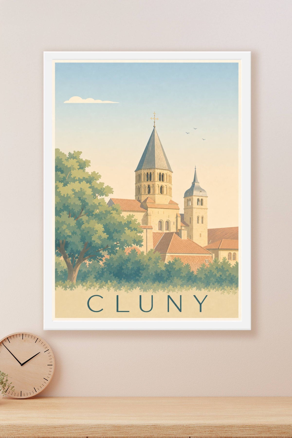 Affiche de Cluny, poster clocher de l'Abbaye