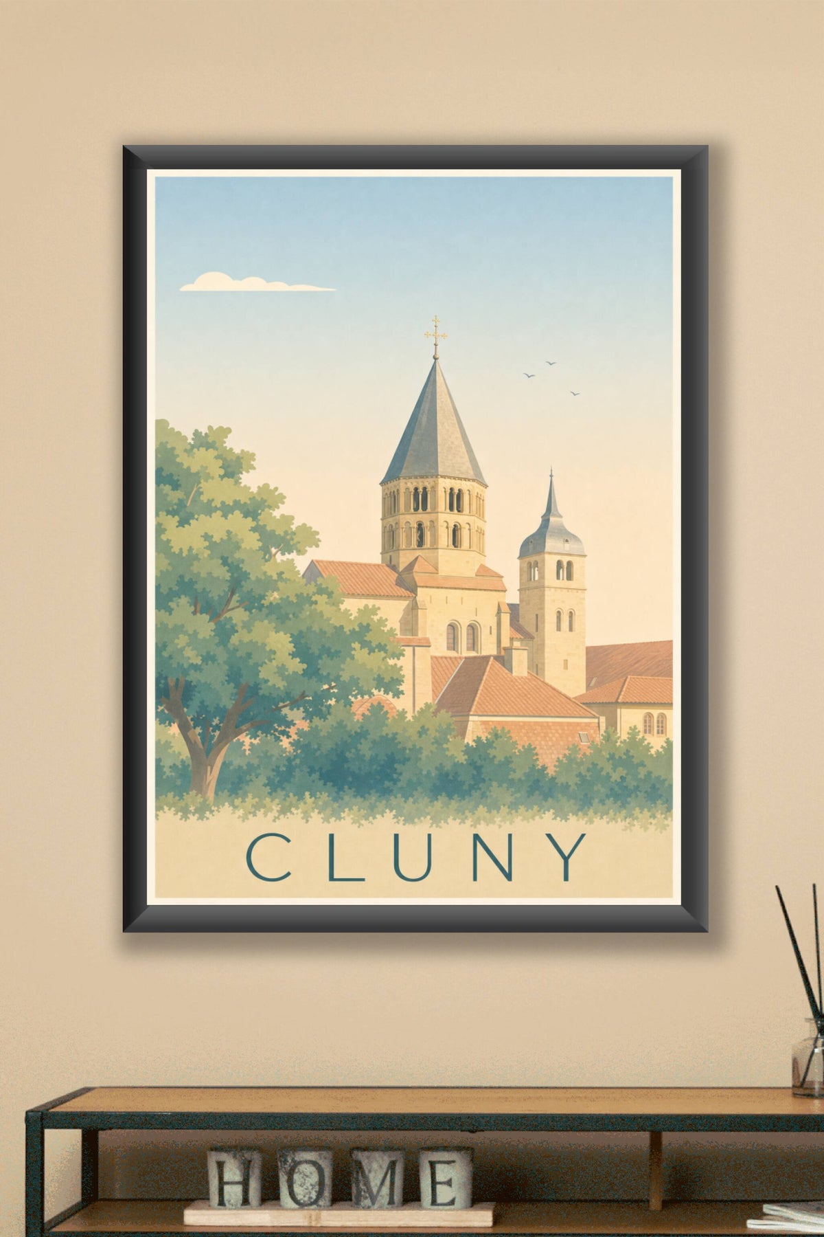 Affiche de Cluny, poster clocher de l'Abbaye