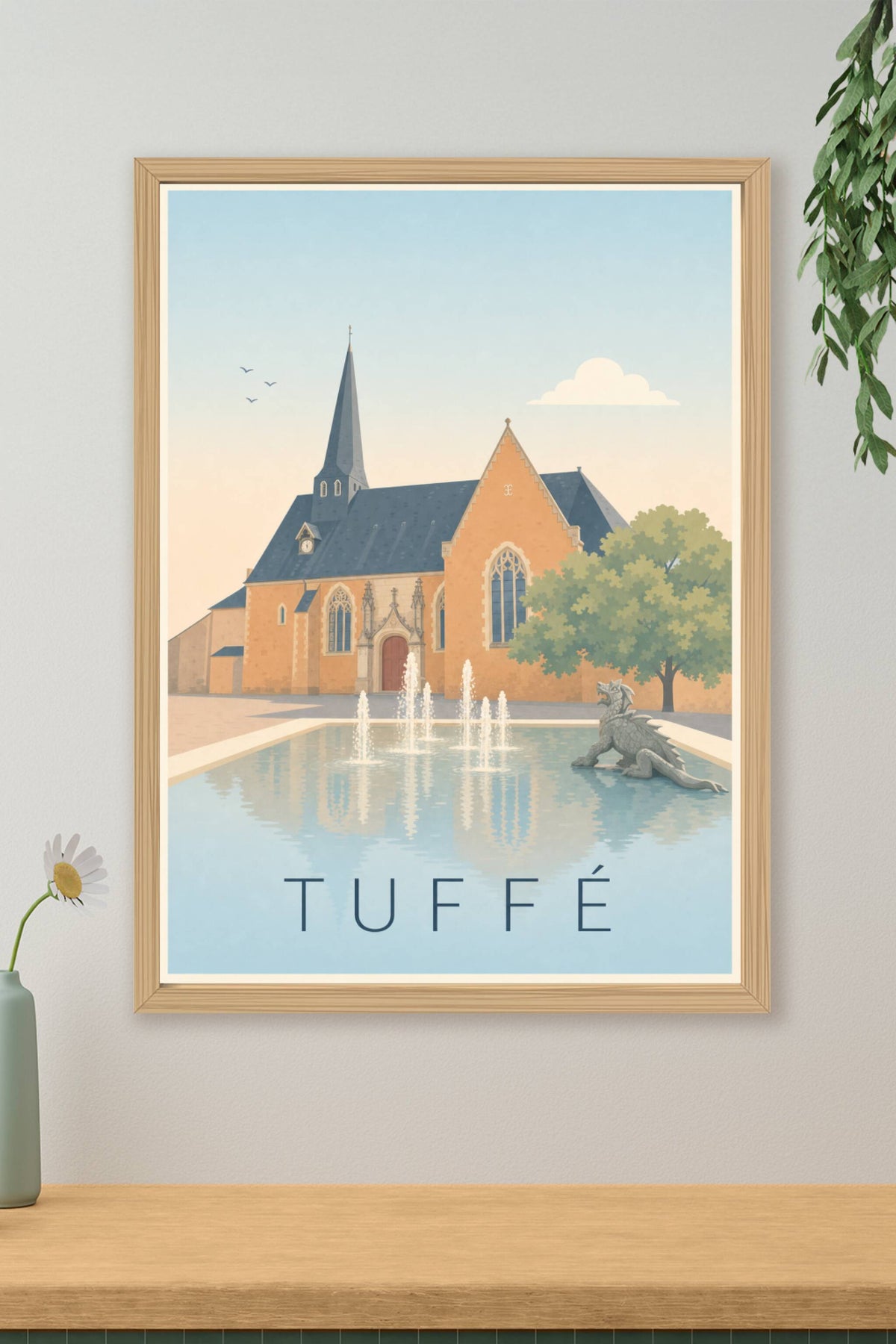 Affiche de Tuffé, poster fontaine au dragon