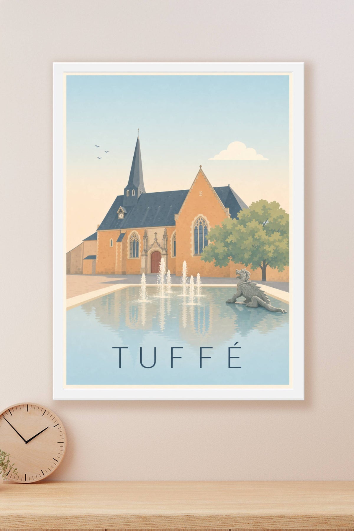 Affiche de Tuffé, poster fontaine au dragon