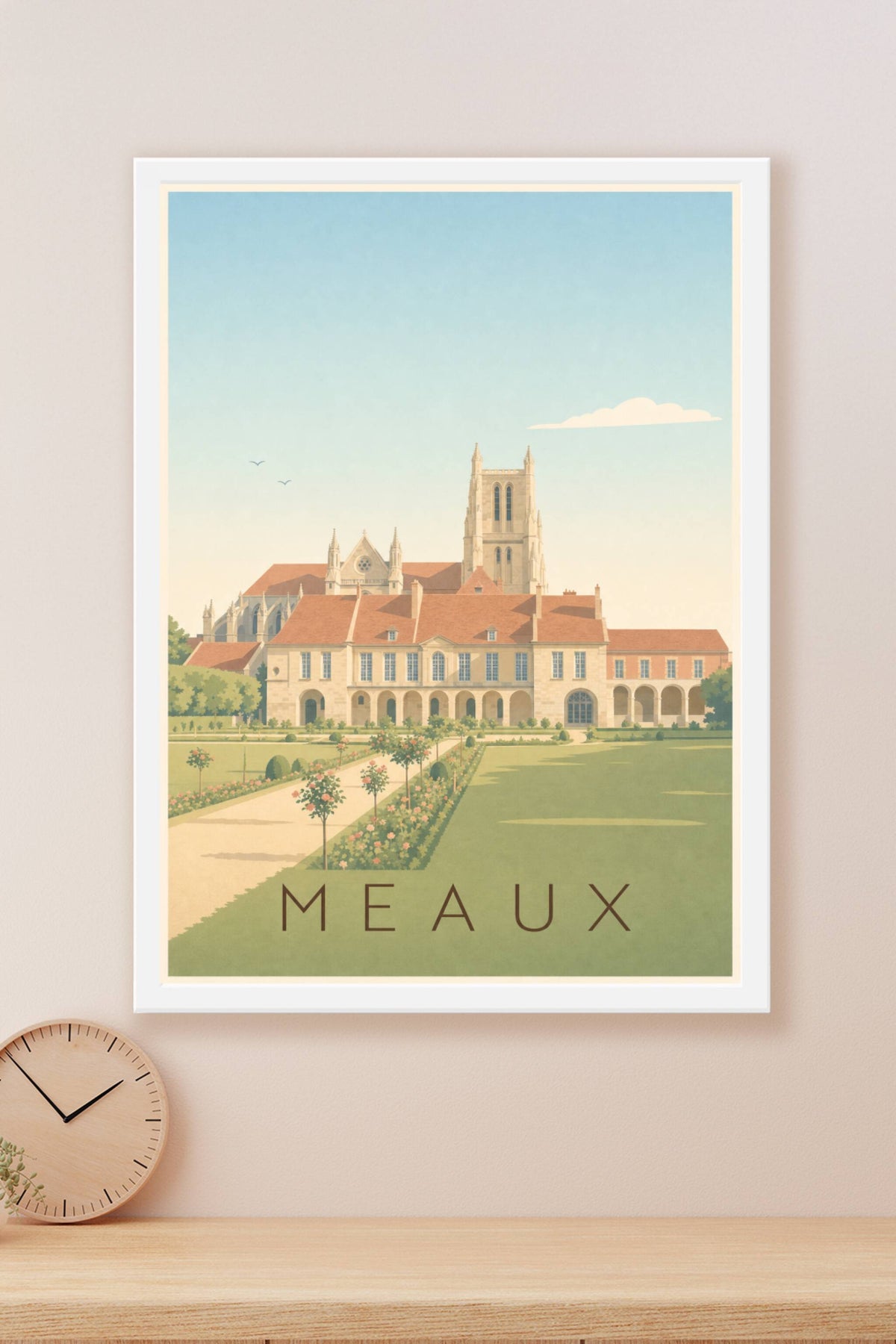 Affiche de Meaux, poster cathédrale et jardin Bossuet