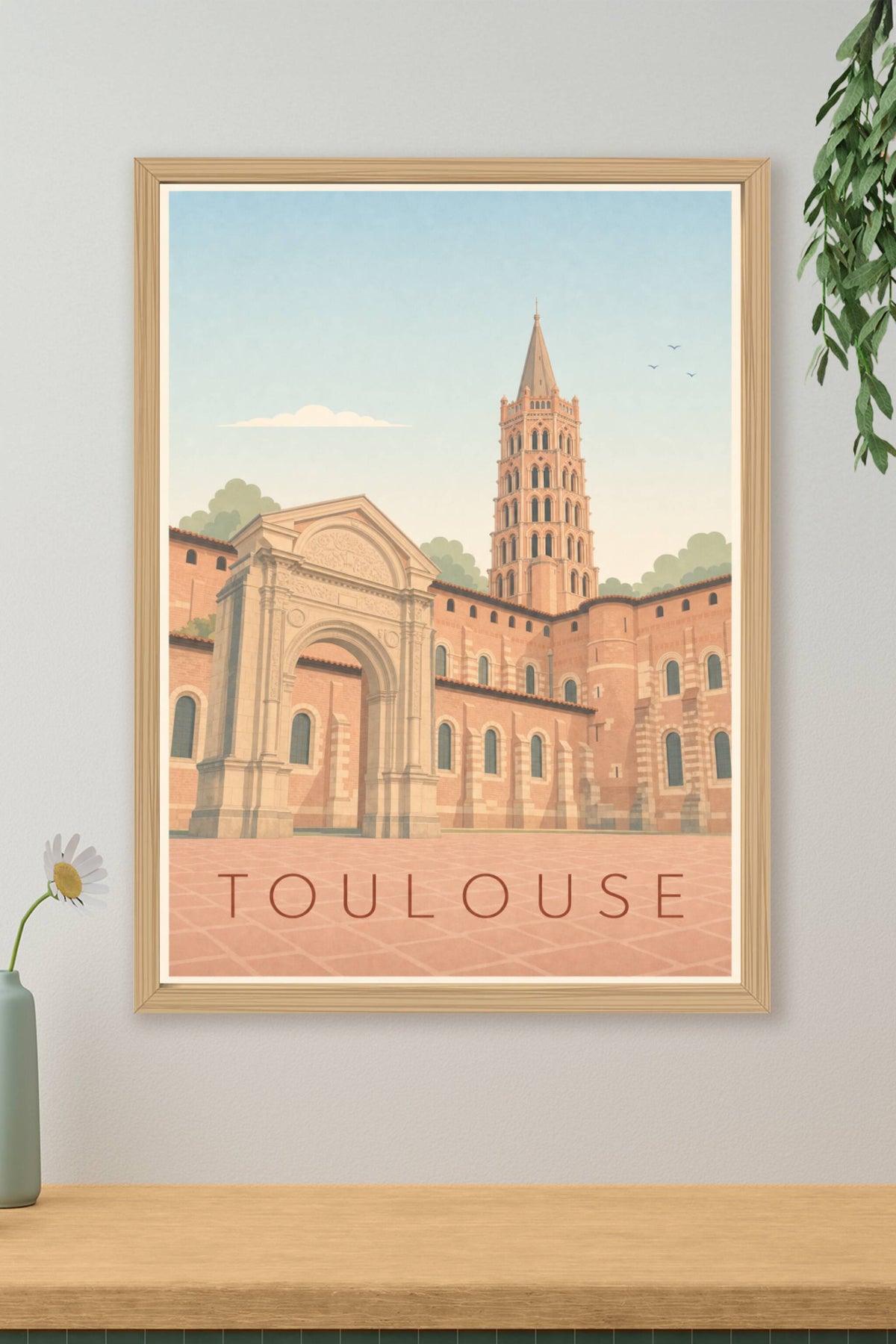 Affiche de Toulouse, poster Basilique Saint-Sernin