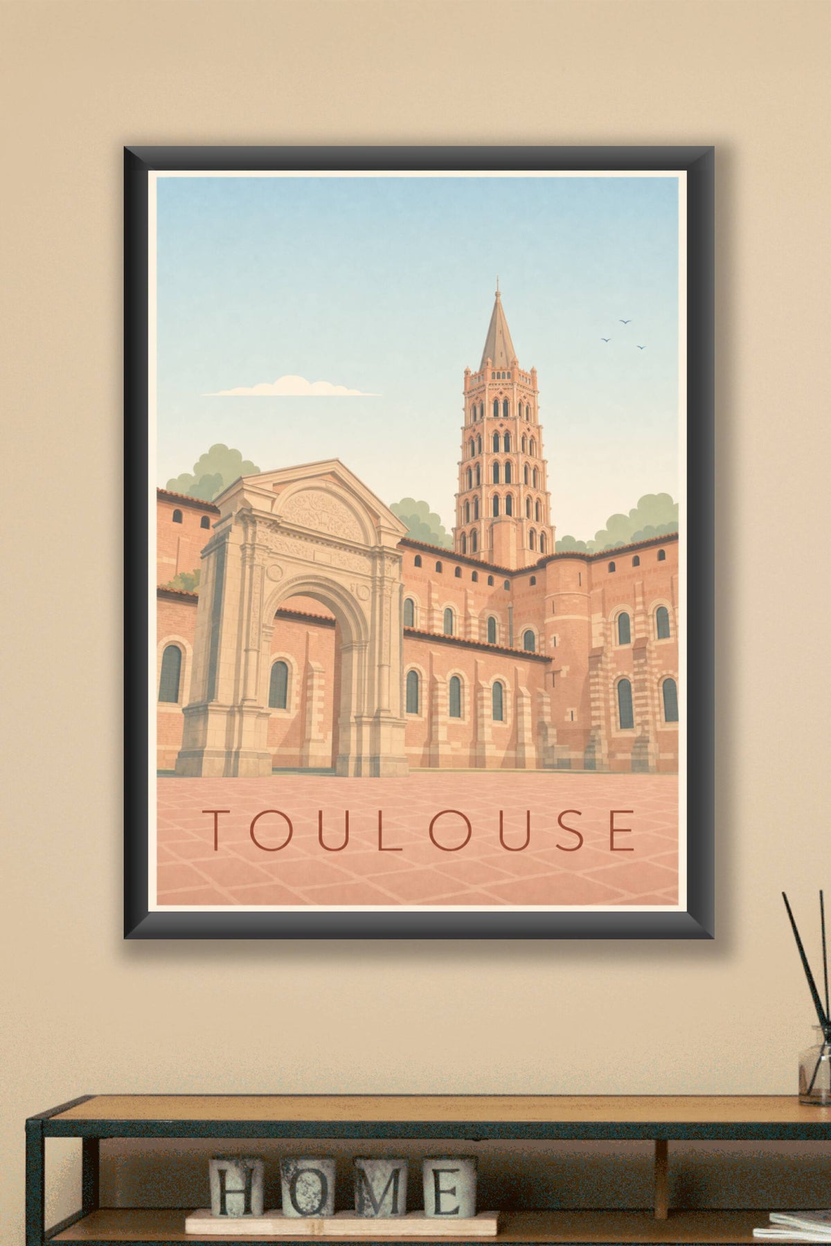 Affiche de Toulouse, poster Basilique Saint-Sernin