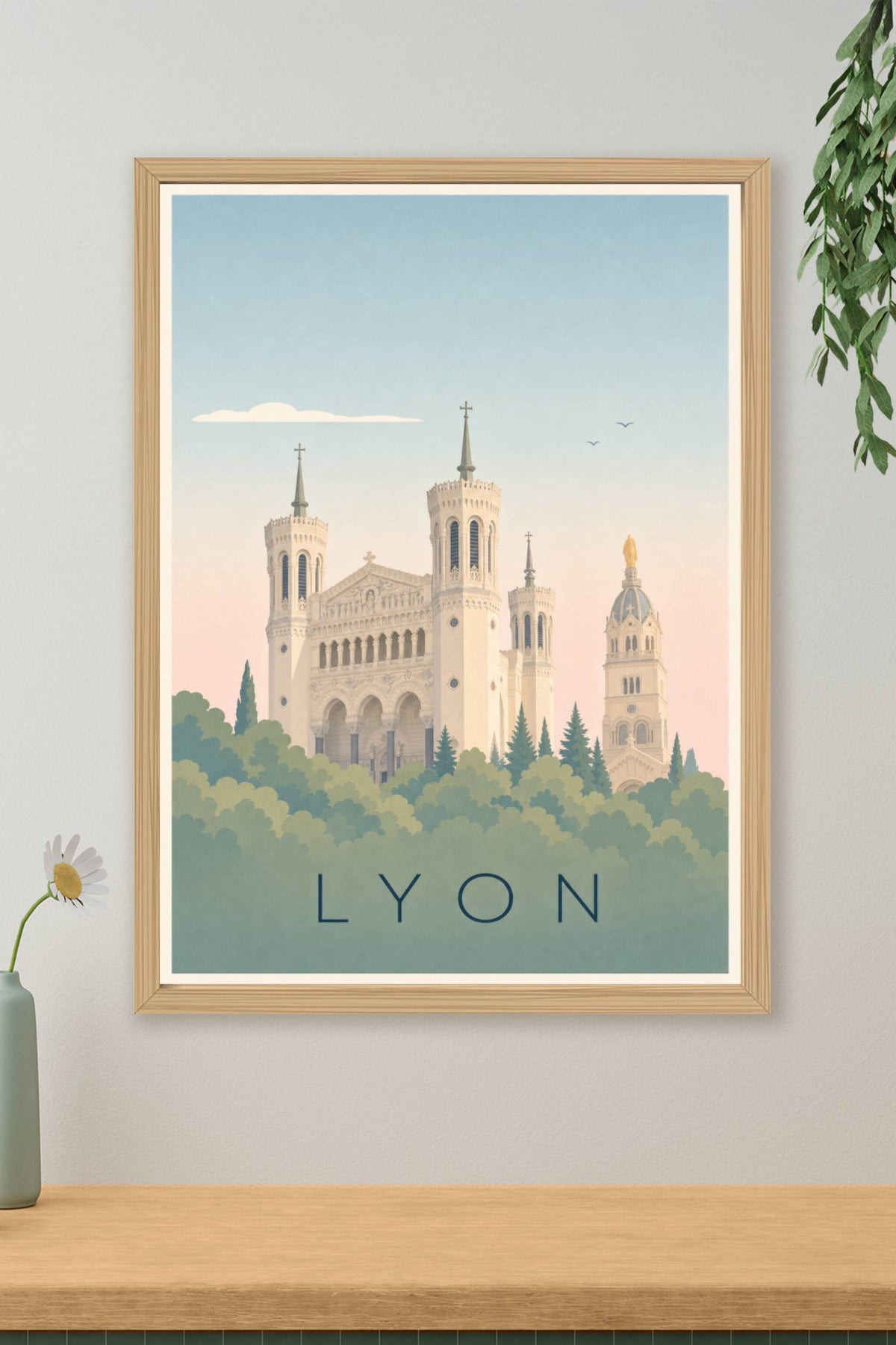 Affiche de Lyon, poster basilique de Fourvière