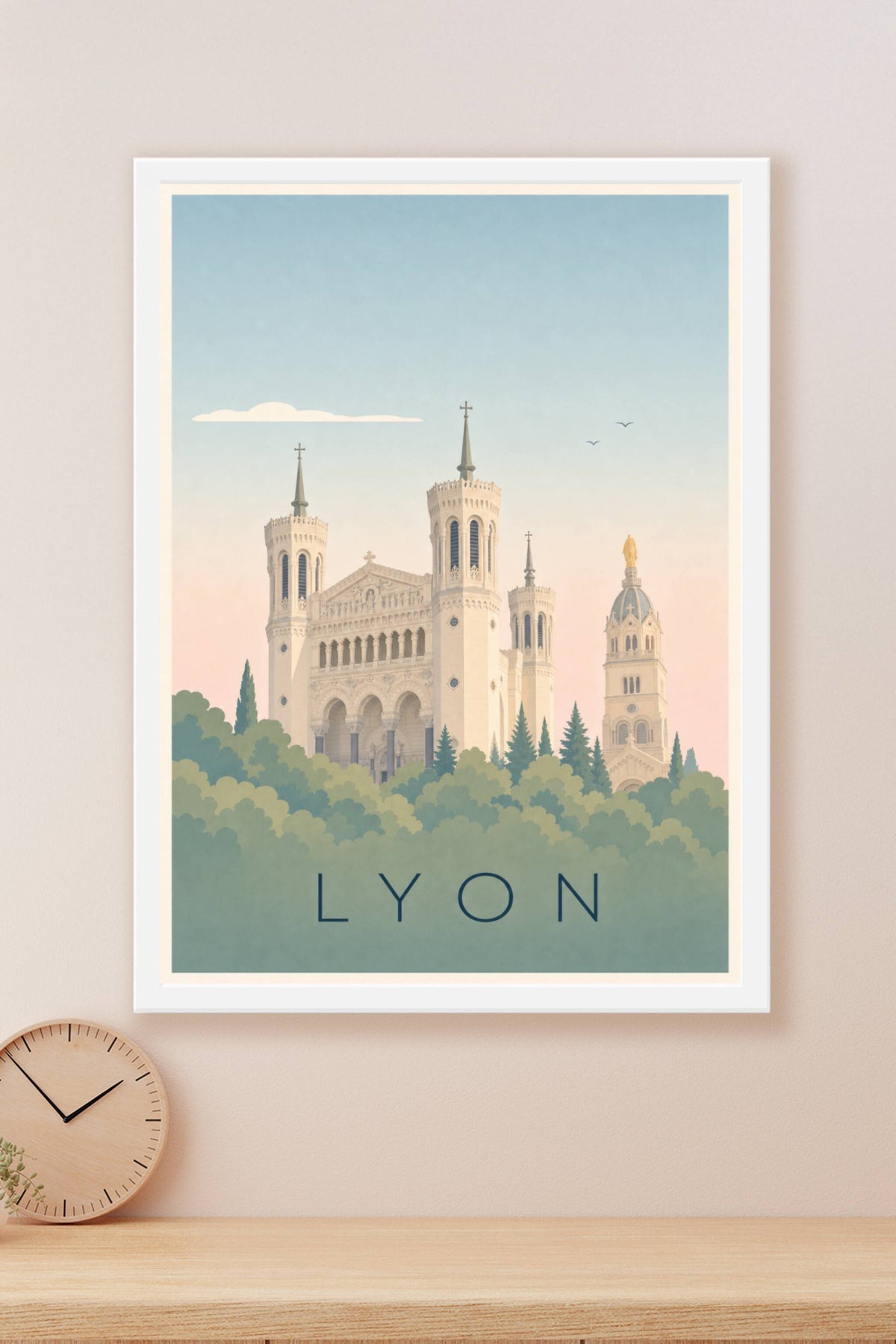 Affiche de Lyon, poster basilique de Fourvière
