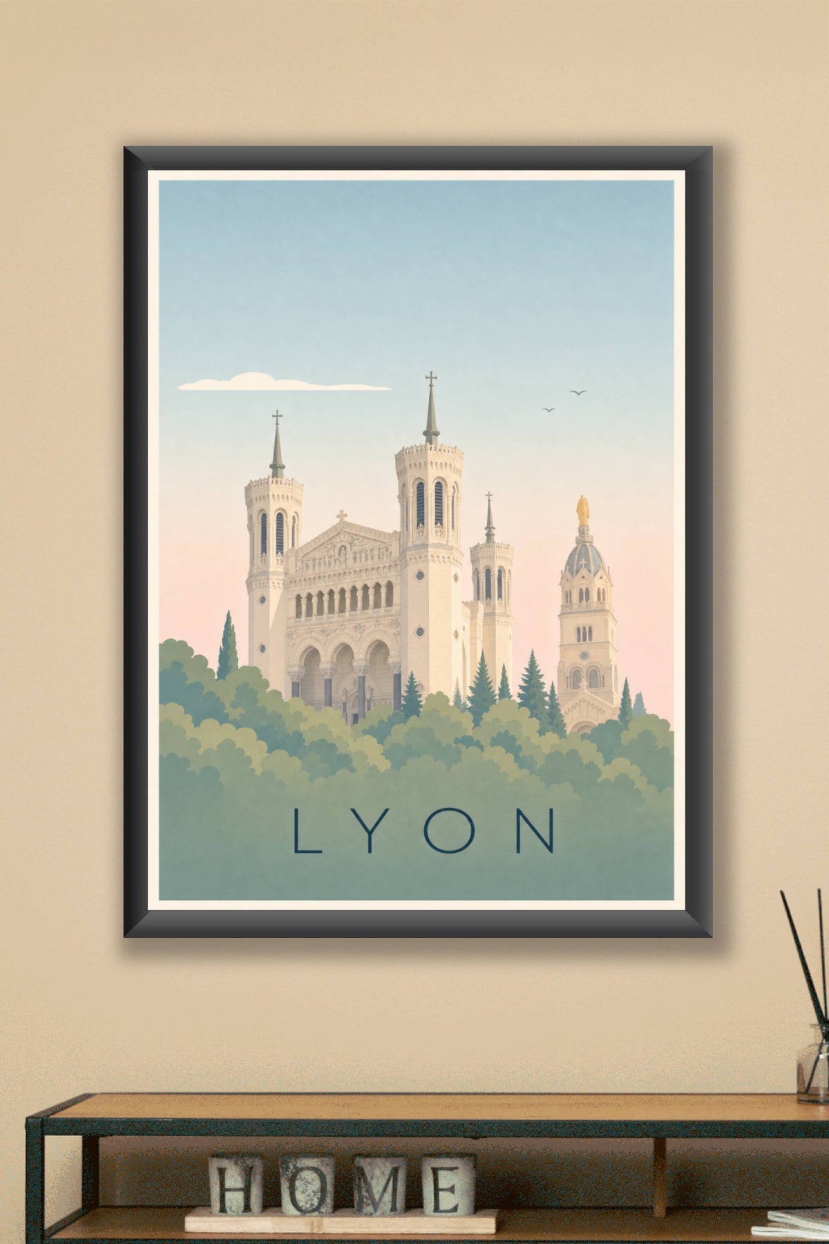 Affiche de Lyon, poster basilique de Fourvière