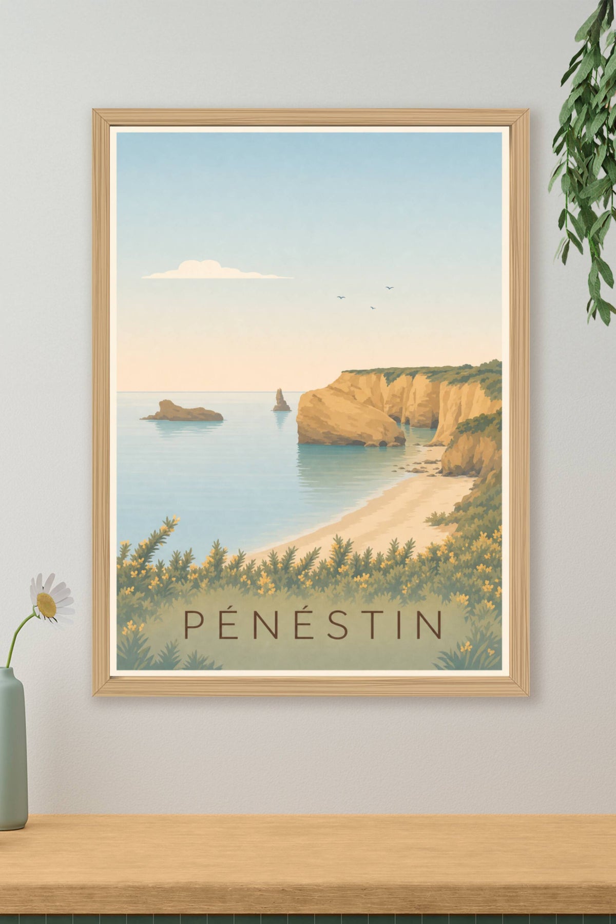 Affiche de Pénestin, poster falaises ocre
