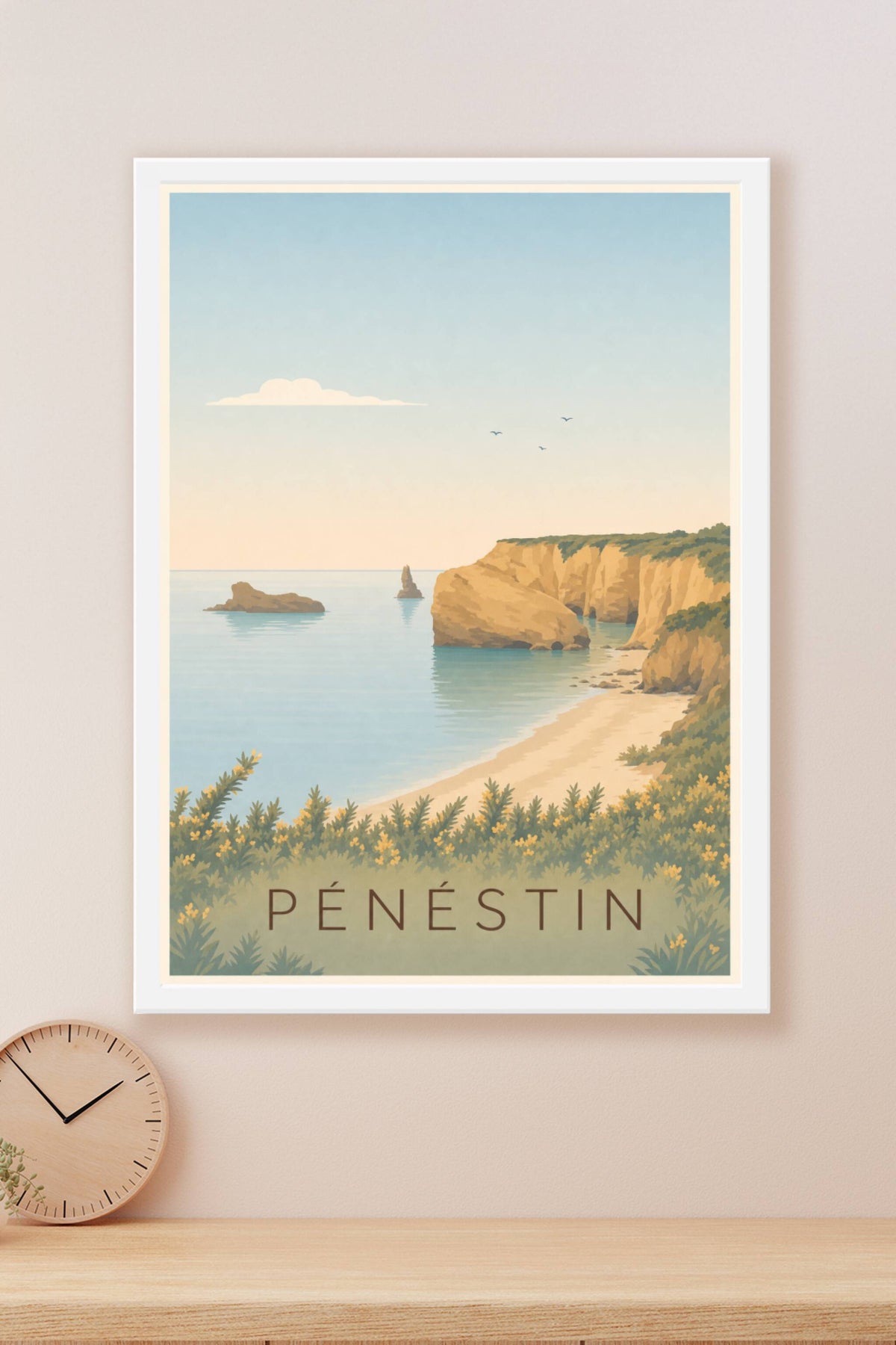 Affiche de Pénestin, poster falaises ocre