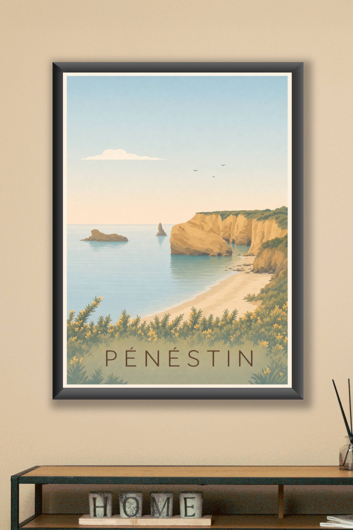 Affiche de Pénestin, poster falaises ocre