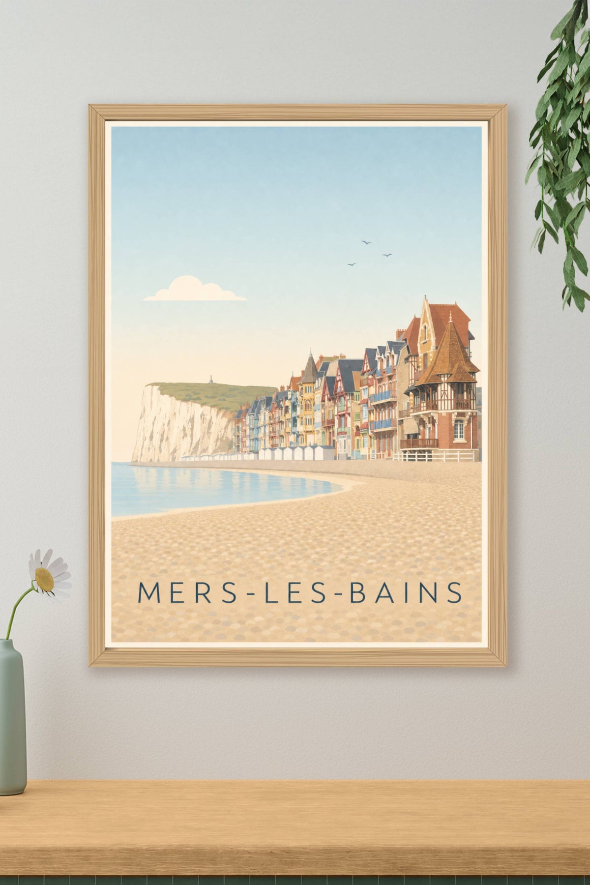 Affiche de Mers-les-Bains, poster villas colorées