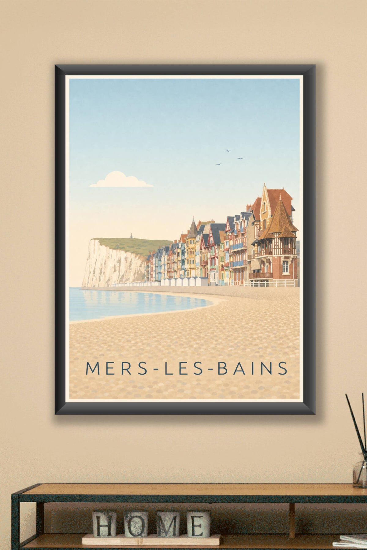 Affiche de Mers-les-Bains, poster villas colorées