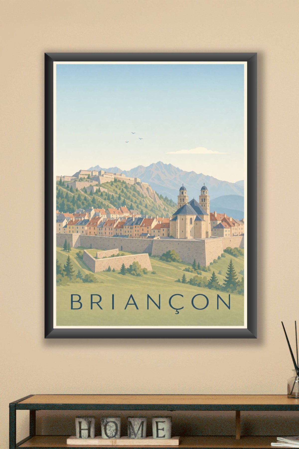 Affiche de Briançon, poster montagnes des Alpes
