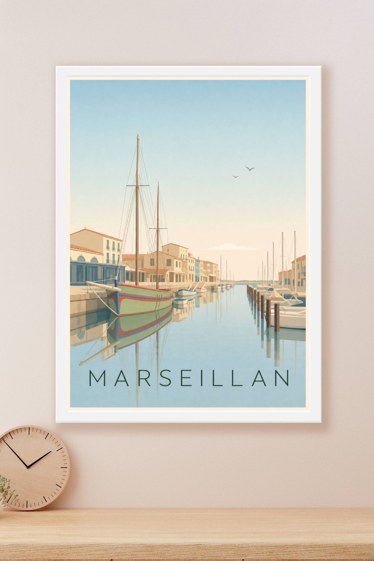 Affiche Marseillan, poster bateaux à quai
