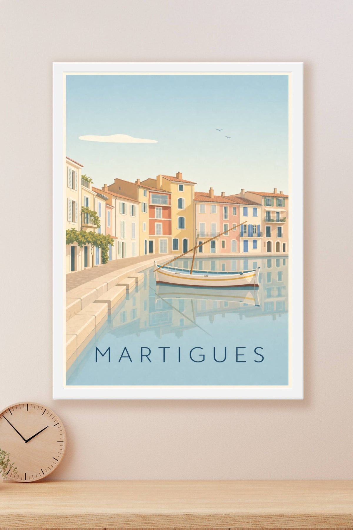 Affiche de Martigues, poster canal et barque pointu