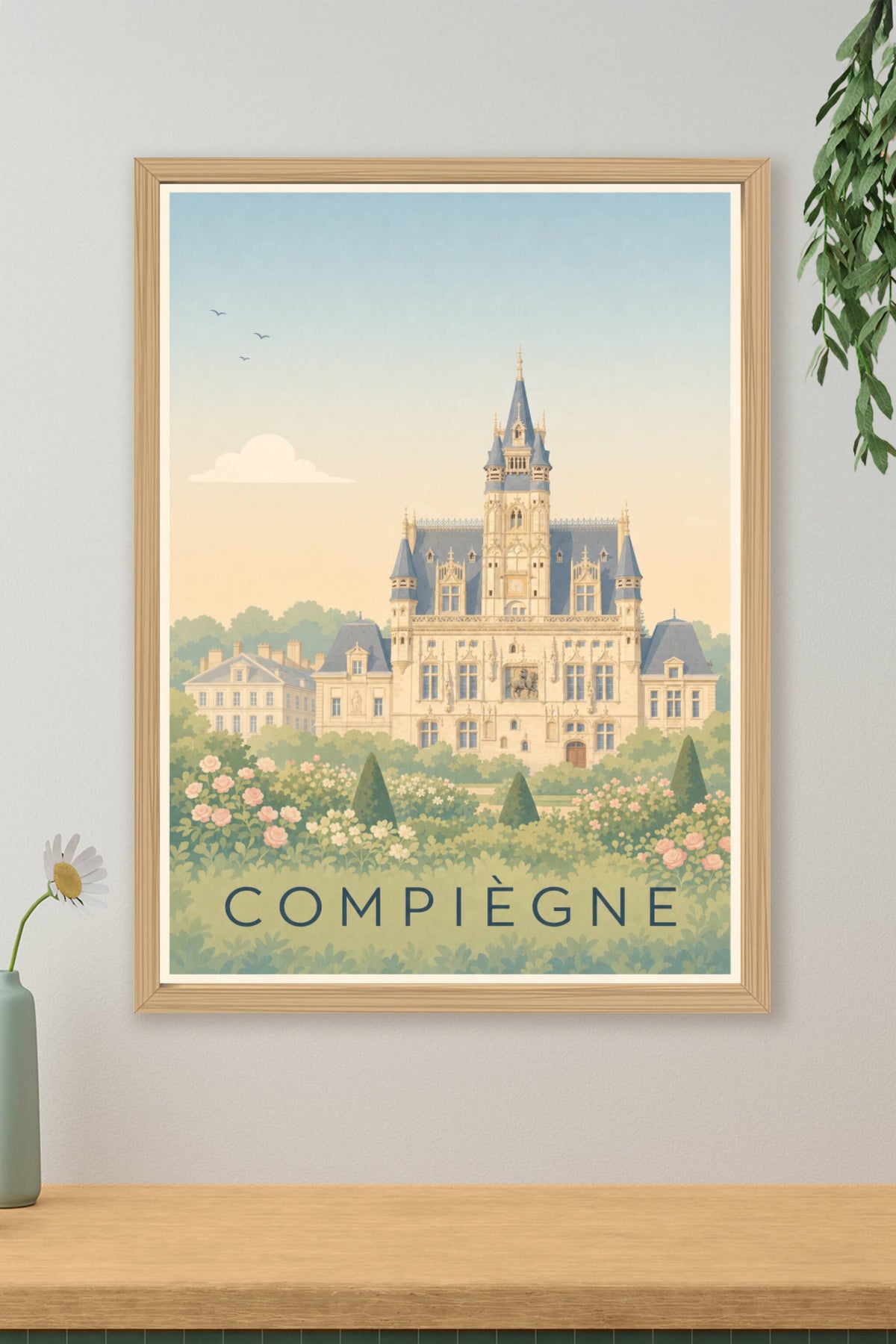 Affiche de Compiègne, poster beffroi gothique