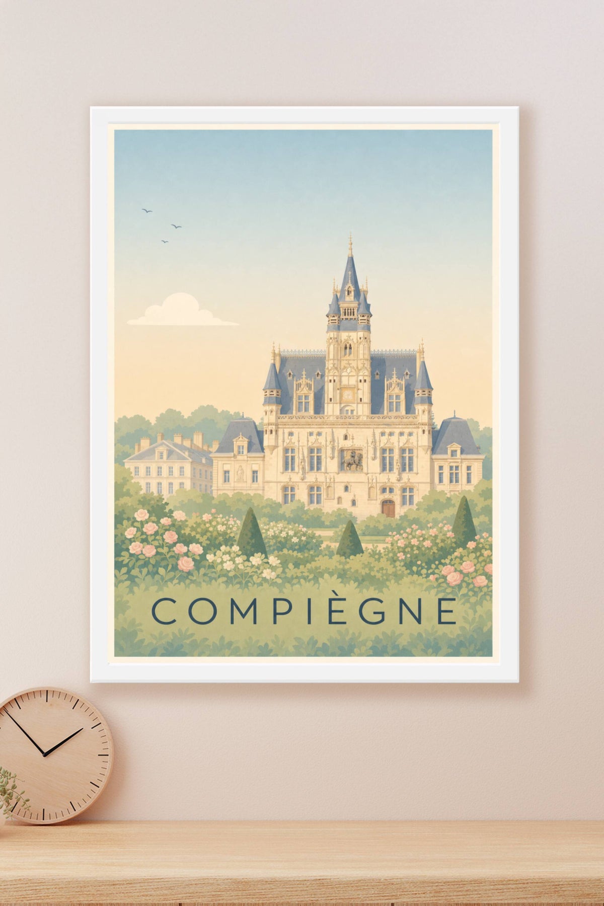 Affiche de Compiègne, poster beffroi gothique