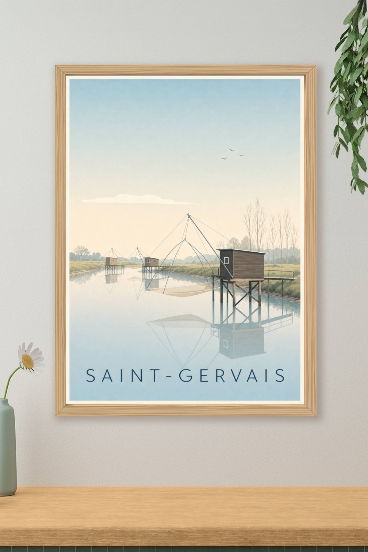 Affiche de Saint-Gervais, poster cabanes de pêche
