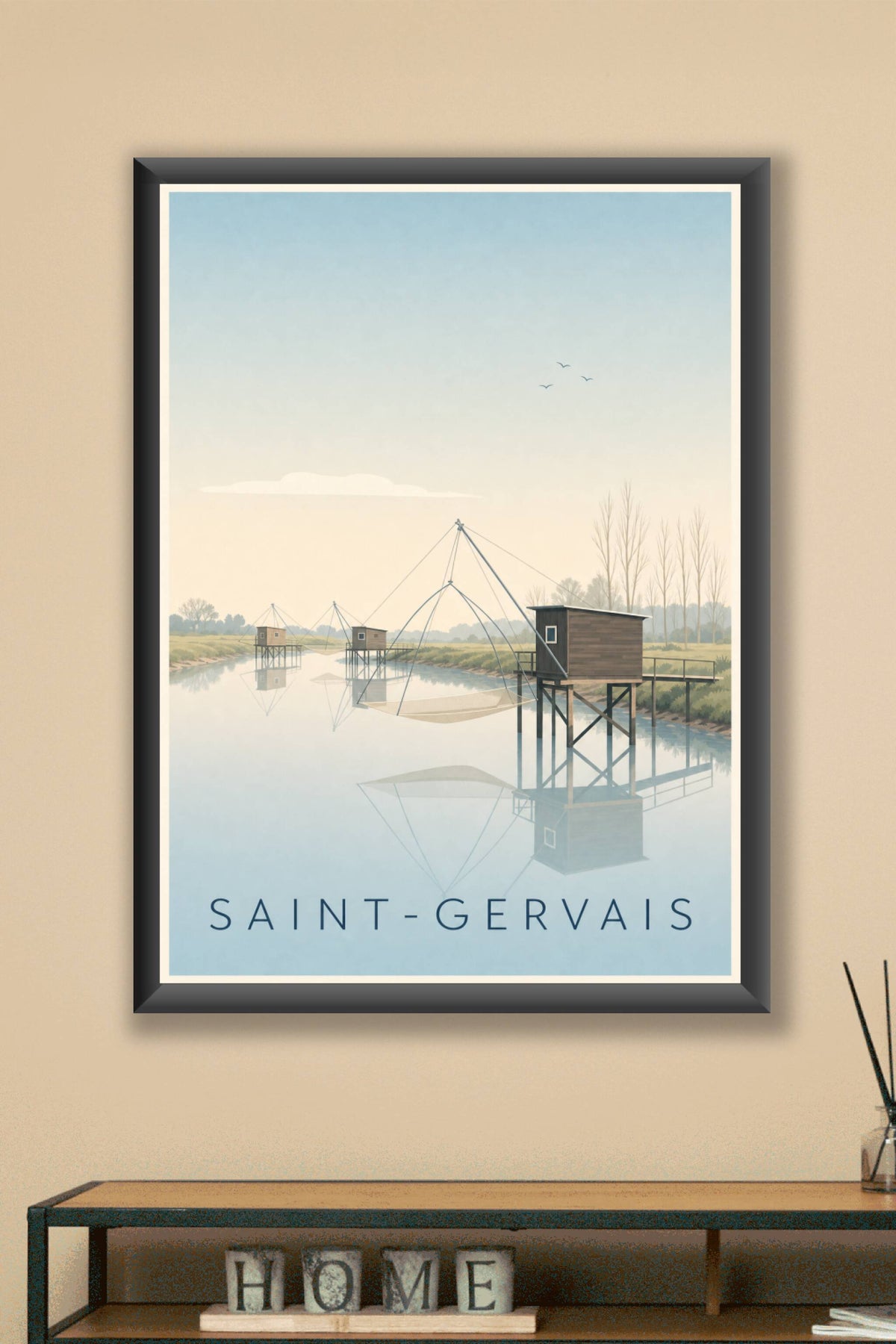 Affiche de Saint-Gervais, poster cabanes de pêche