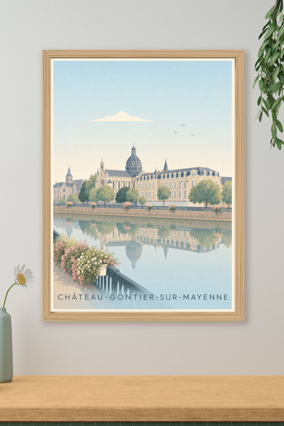 Affiche de Château-Gontier, poster bords de Mayenne
