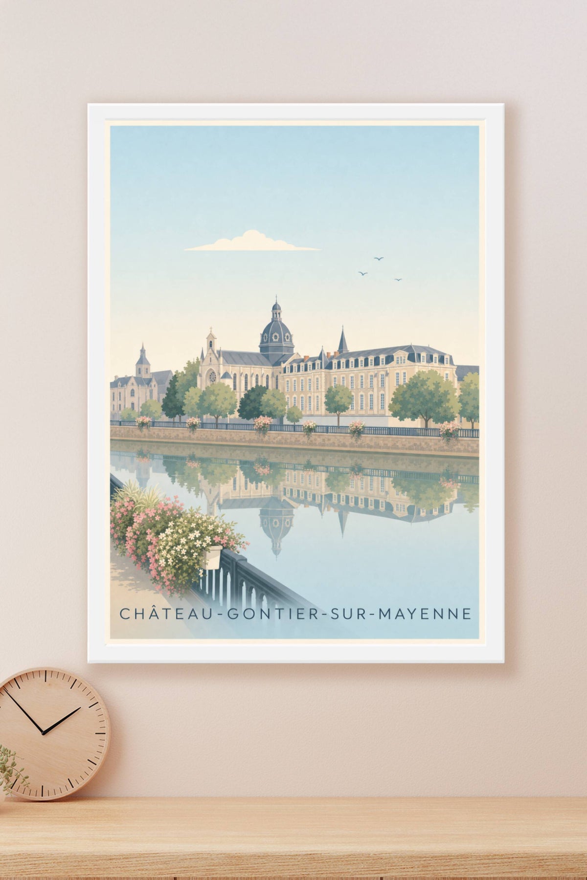 Affiche de Château-Gontier, poster bords de Mayenne