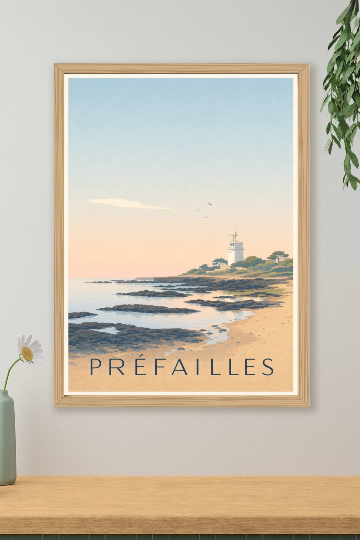 Affiche de Préfailles, poster sémaphore et littoral