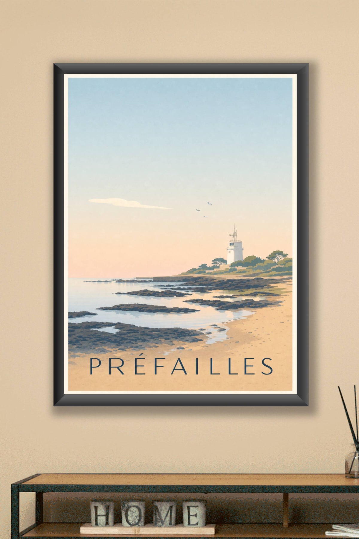 Affiche de Préfailles, poster sémaphore et littoral