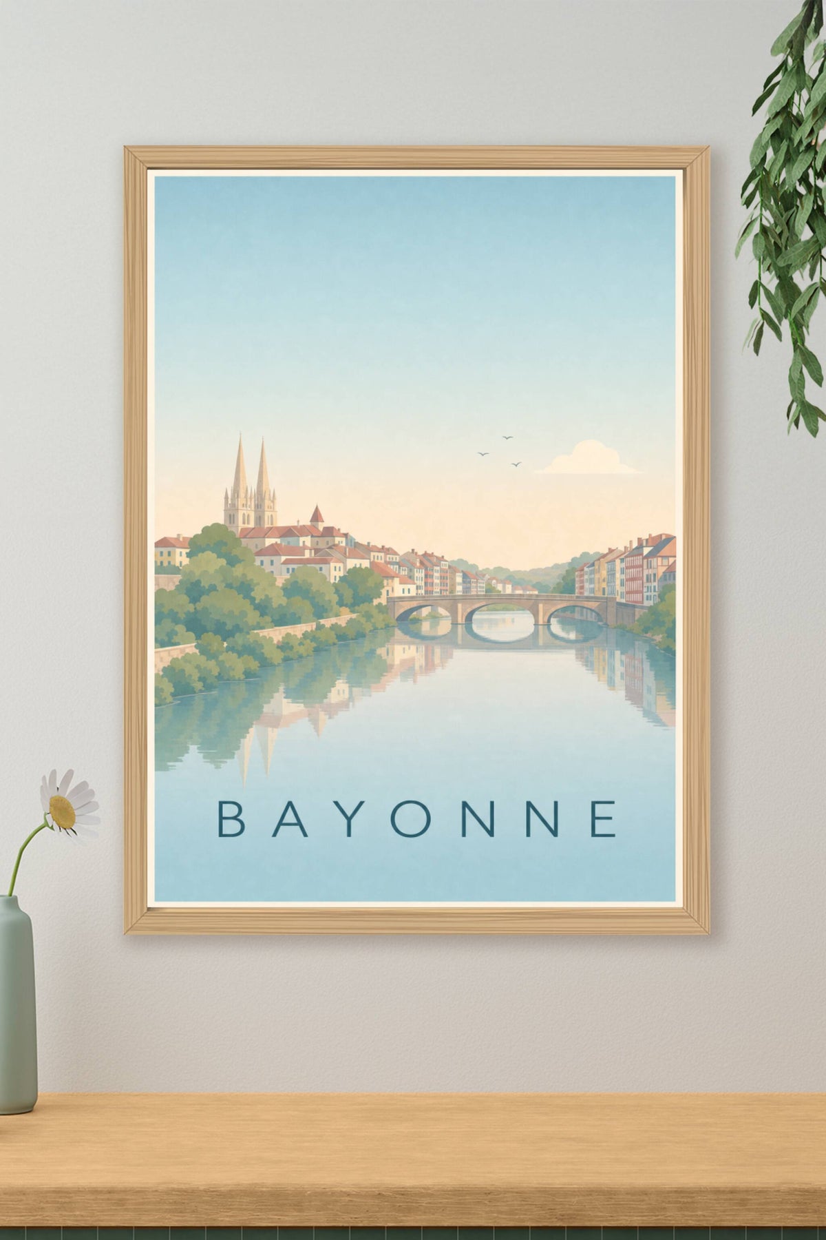 Affiche de Bayonne, poster cathédrale et Nive