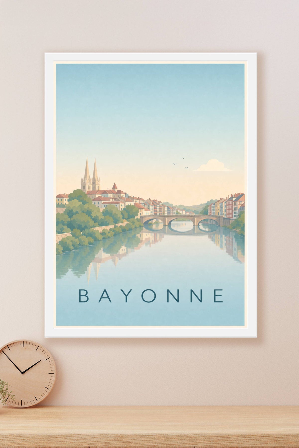 Affiche de Bayonne, poster cathédrale et Nive