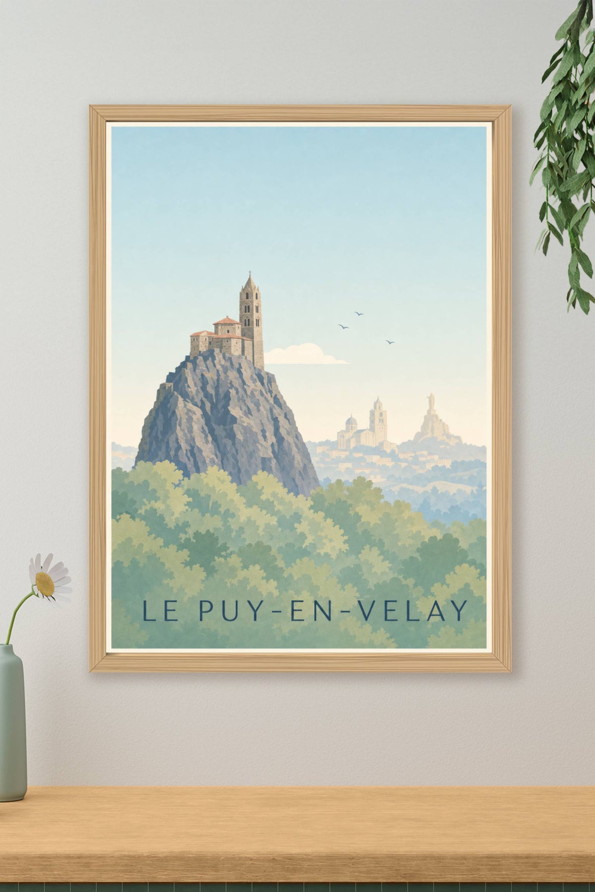 Affiche du Puy-en-Velay, rocher Saint-Michel d'Aiguilhe
