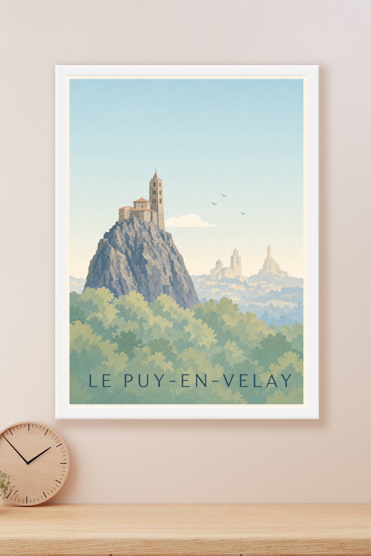 Affiche du Puy-en-Velay, rocher Saint-Michel d'Aiguilhe