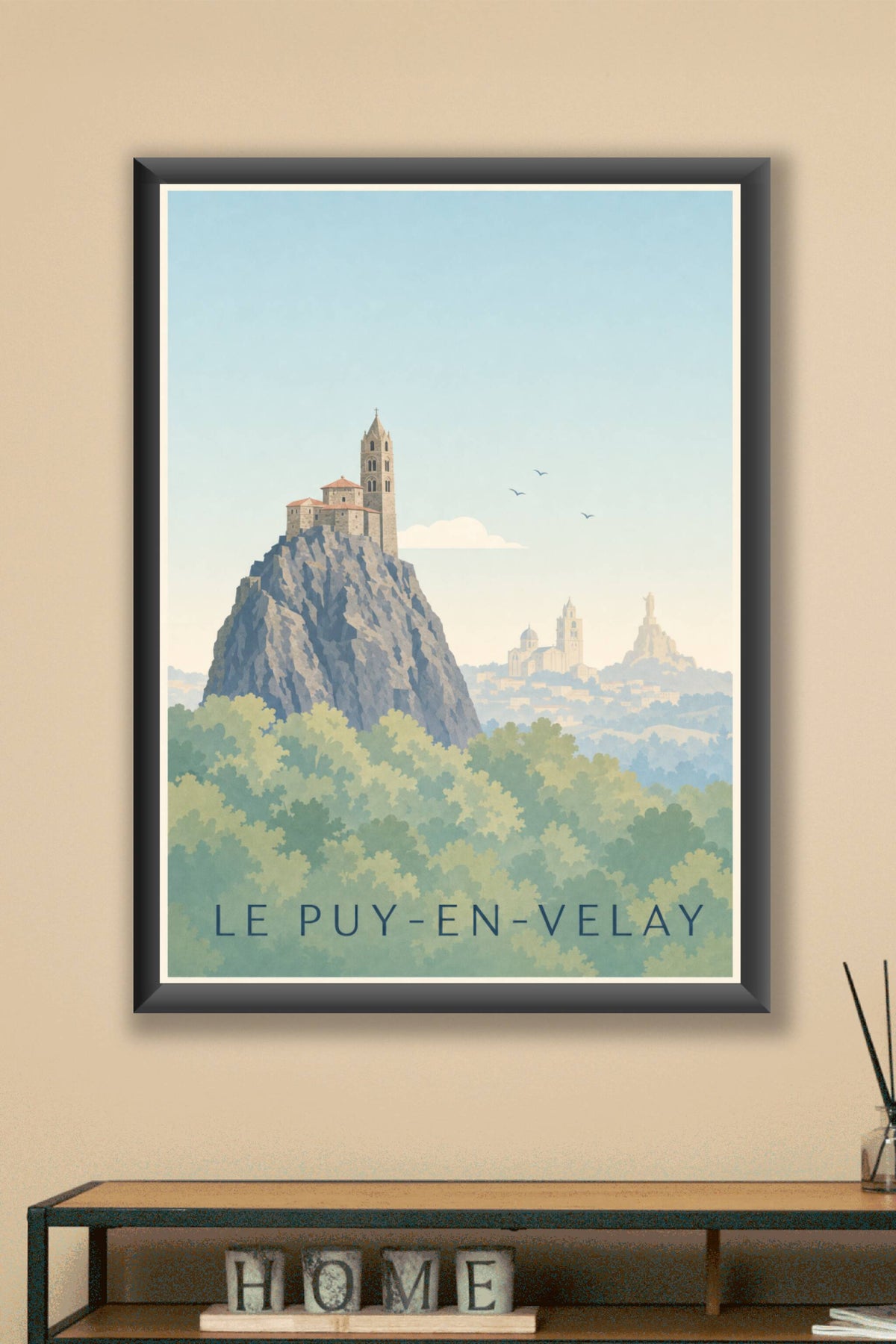 Affiche du Puy-en-Velay, rocher Saint-Michel d'Aiguilhe