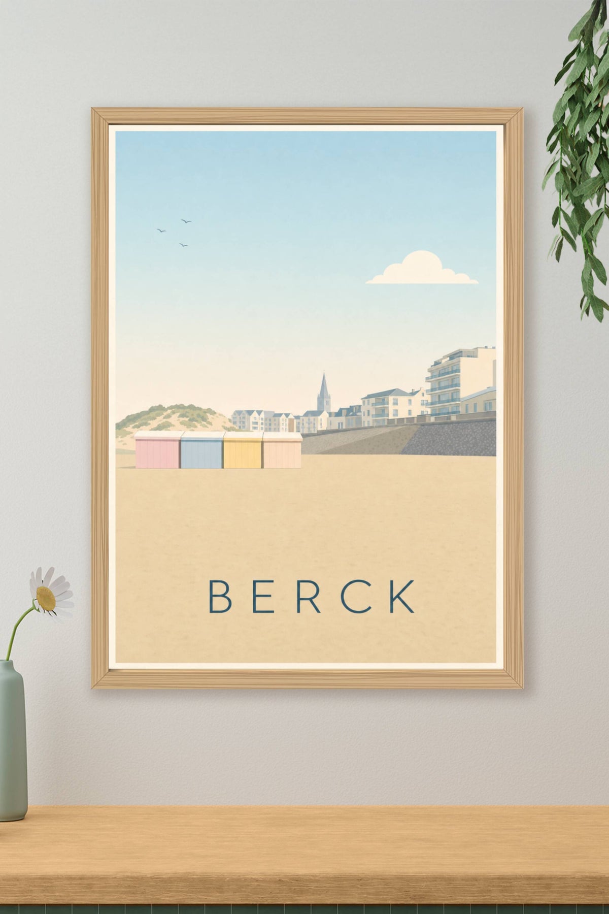 Affiche de Berck, poster cabines colorées