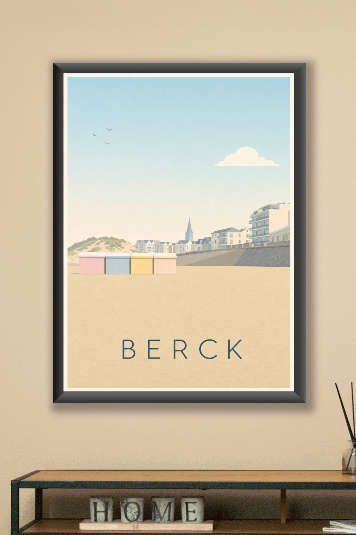 Affiche de Berck, poster cabines colorées