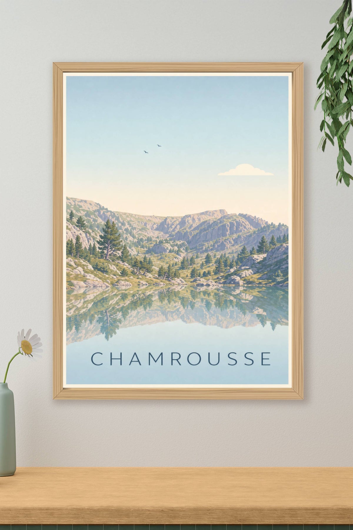 Affiche de Chamrousse, poster lac et sapins