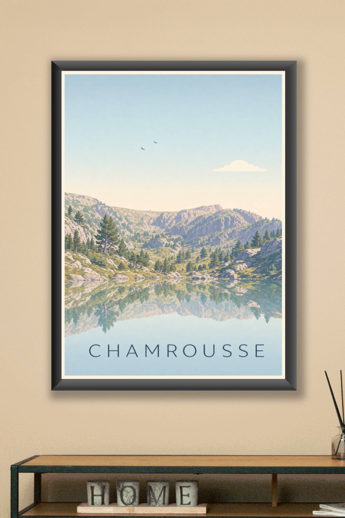 Affiche de Chamrousse, poster lac et sapins