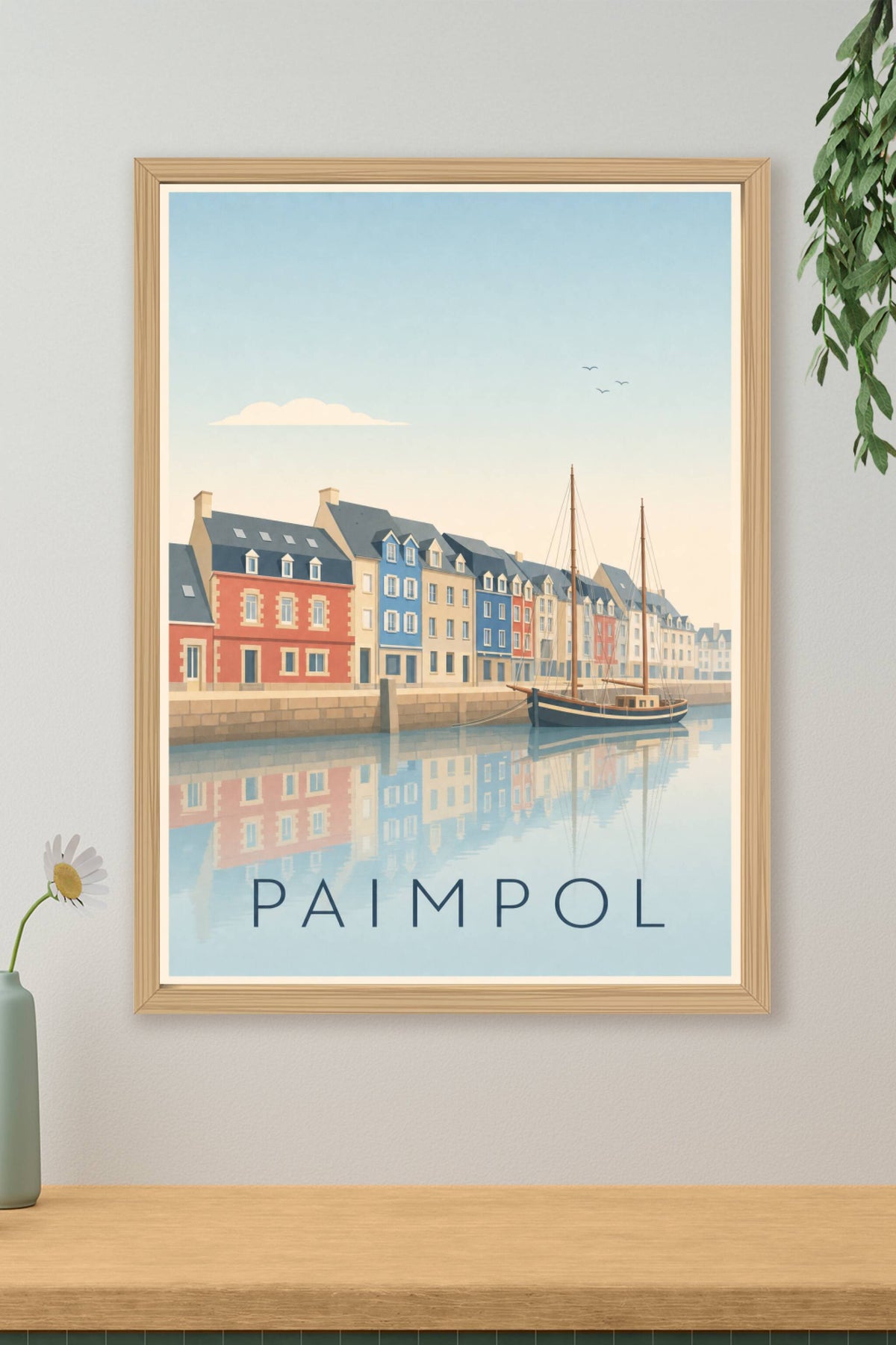 Affiche de Paimpol, poster façades colorées