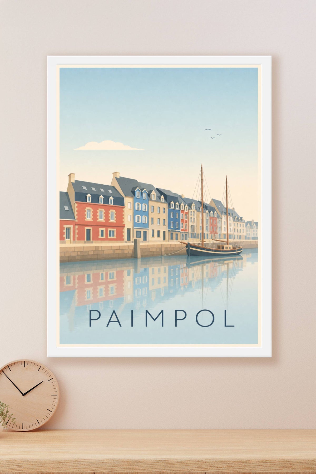 Affiche de Paimpol, poster façades colorées