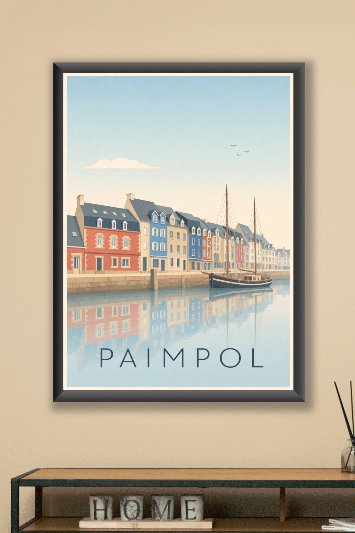 Affiche de Paimpol, poster façades colorées