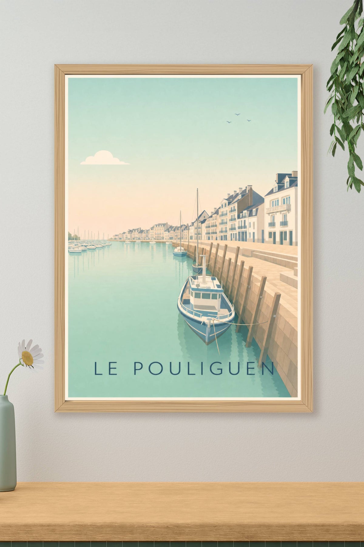 Affiche du Pouliguen, poster port et bateaux