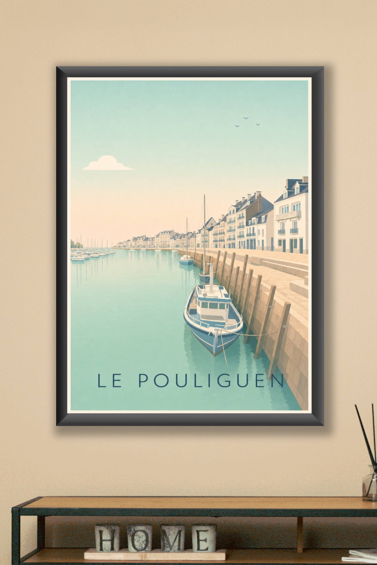 Affiche du Pouliguen, poster port et bateaux