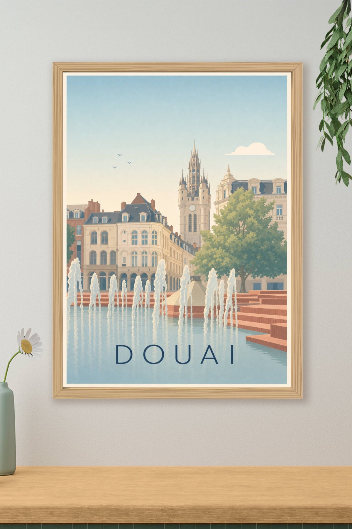 Affiche de Douai, poster illustré du Beffroi